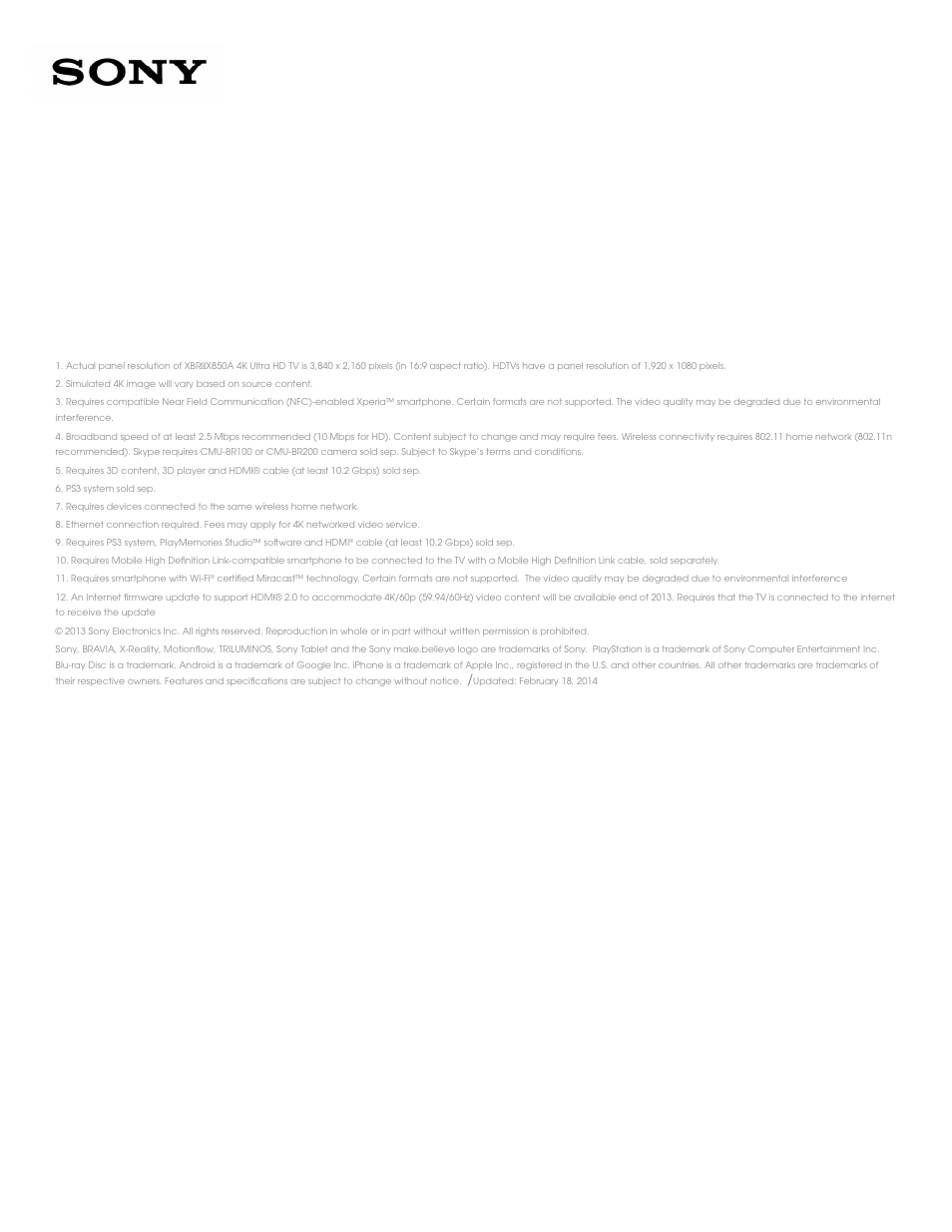 Sony XBR-55X850A User Manual | Page 5 / 5