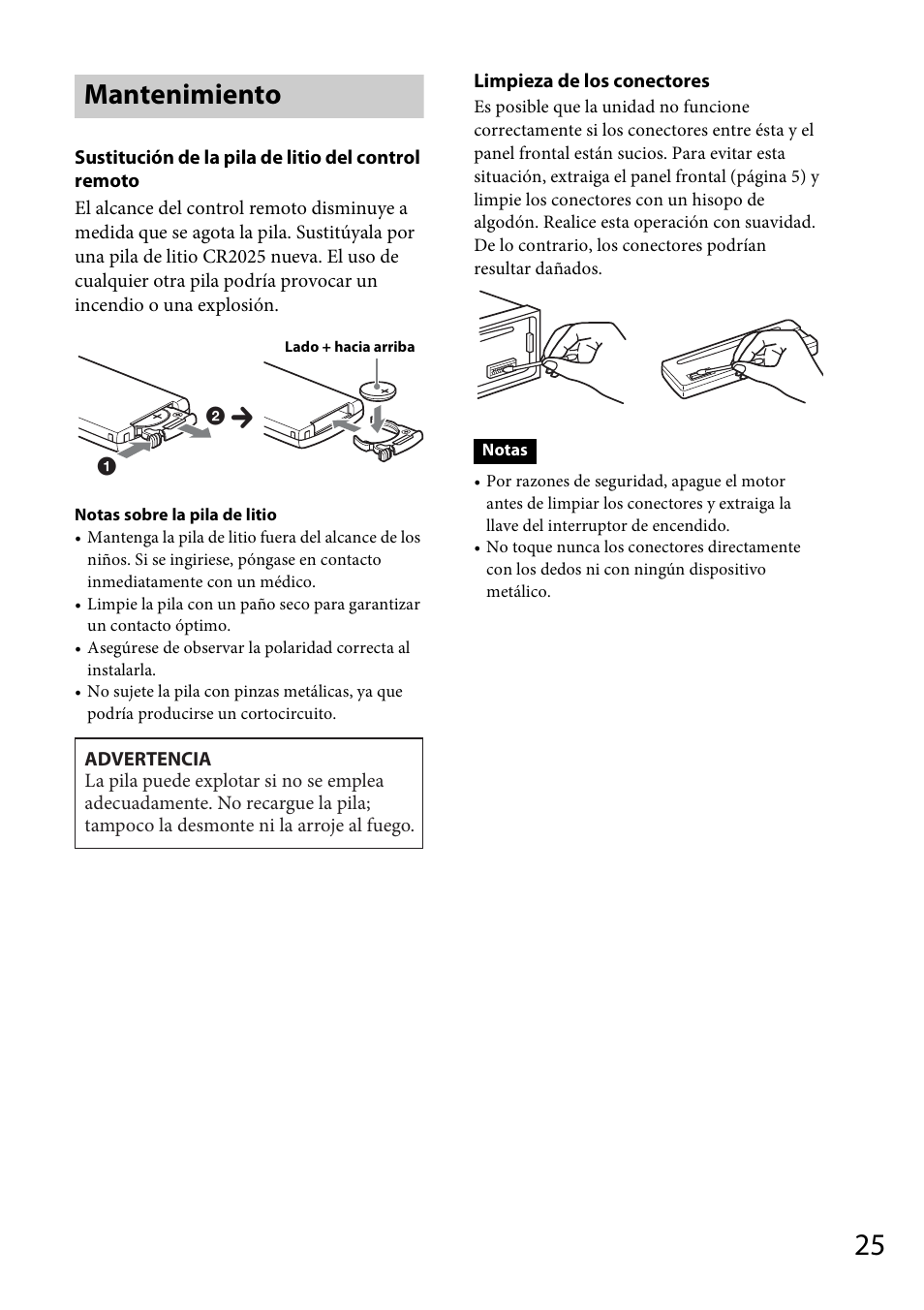 Mantenimiento | Sony CDX-GT56UIW User Manual | Page 49 / 56