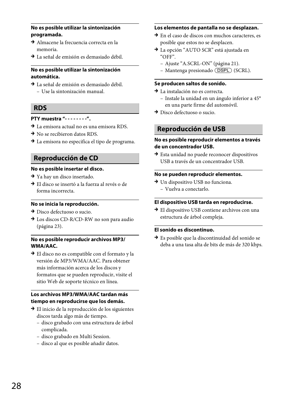 Reproducción de cd, Reproducción de usb | Sony CDX-GT56UIW User Manual | Page 52 / 56