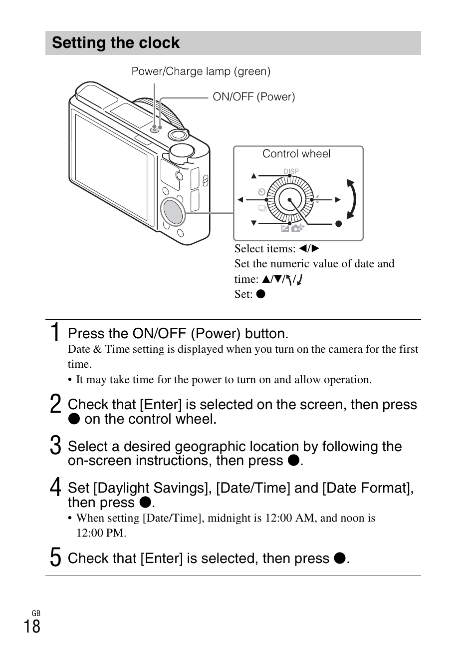 Setting the clock | Sony DSC-RX100M3 User Manual | Page 18 / 124