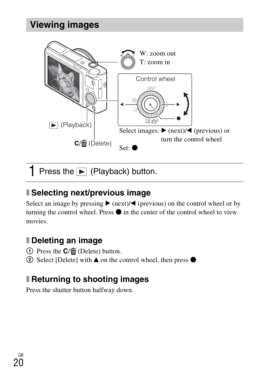 Viewing images | Sony DSC-RX100M3 User Manual | Page 20 / 124