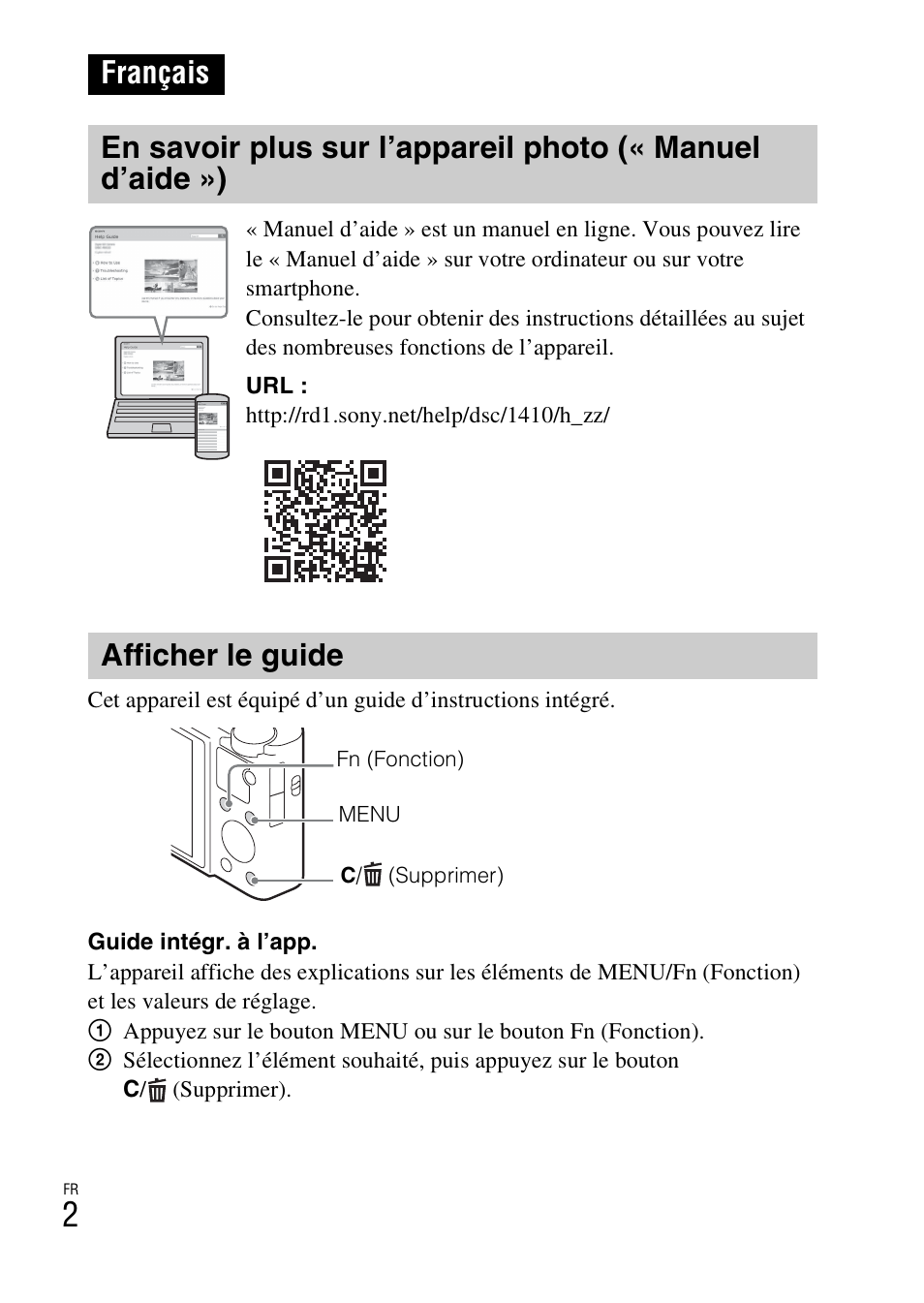 Français, Afficher le guide | Sony DSC-RX100M3 User Manual | Page 40 / 124