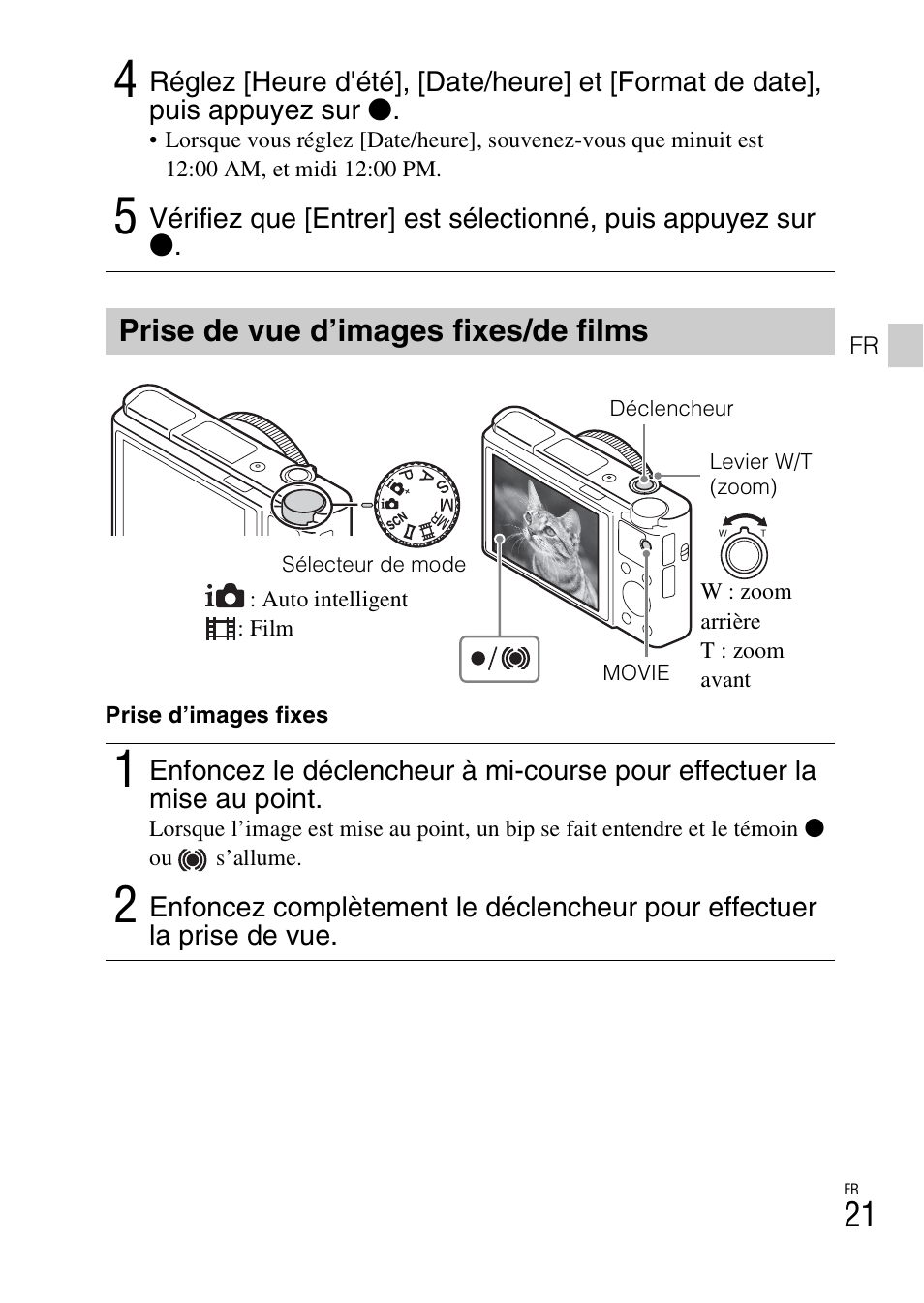 Prise de vue d’images fixes/de films | Sony DSC-RX100M3 User Manual | Page 59 / 124