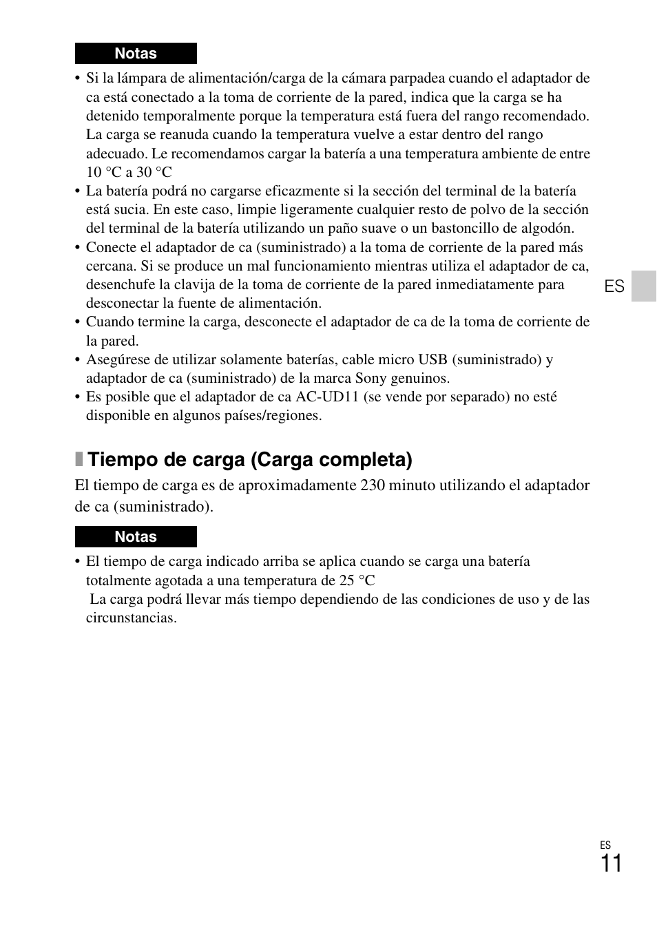 Xtiempo de carga (carga completa) | Sony DSC-RX100M3 User Manual | Page 93 / 124