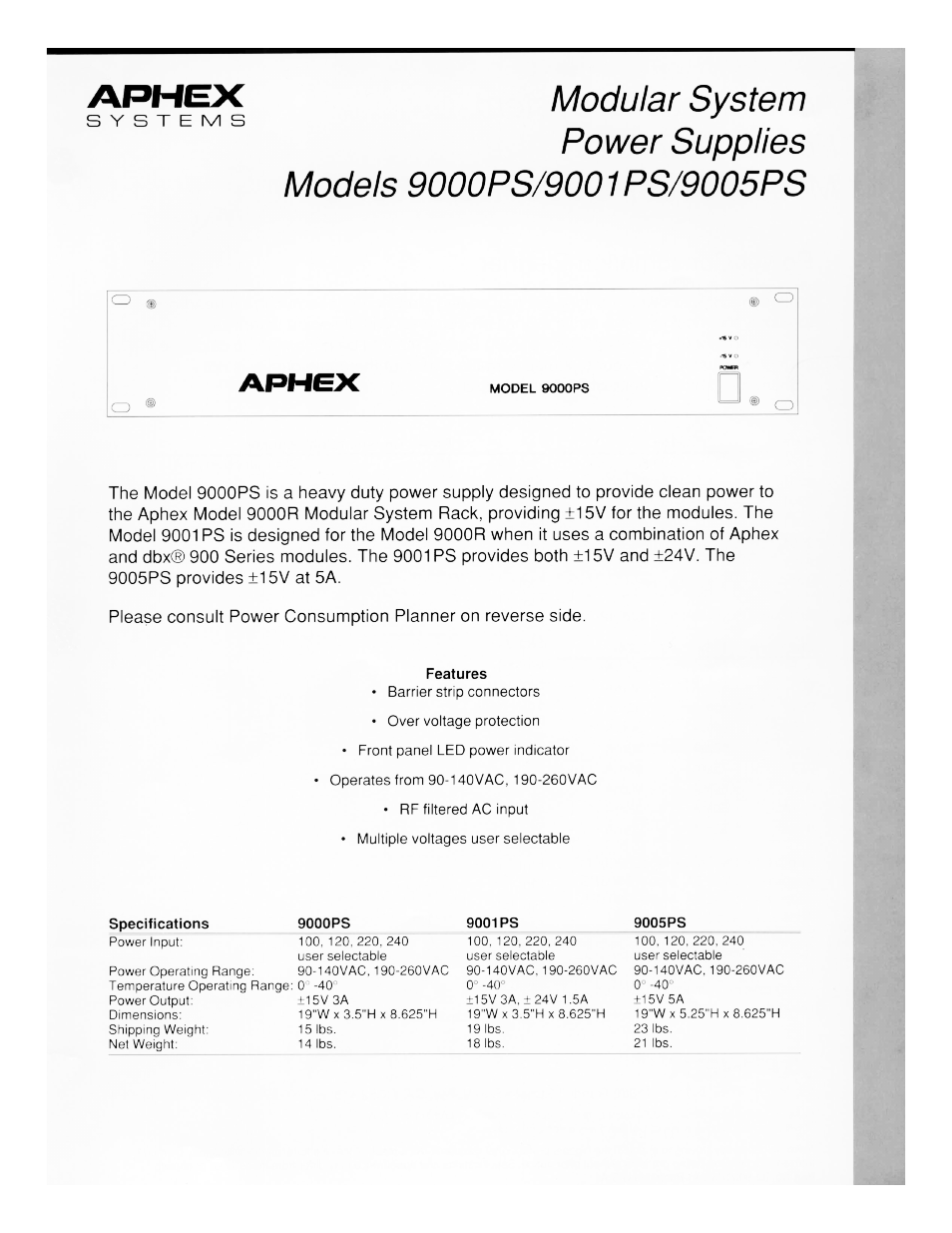 Aphex Systems 9005PS User Manual | 2 pages