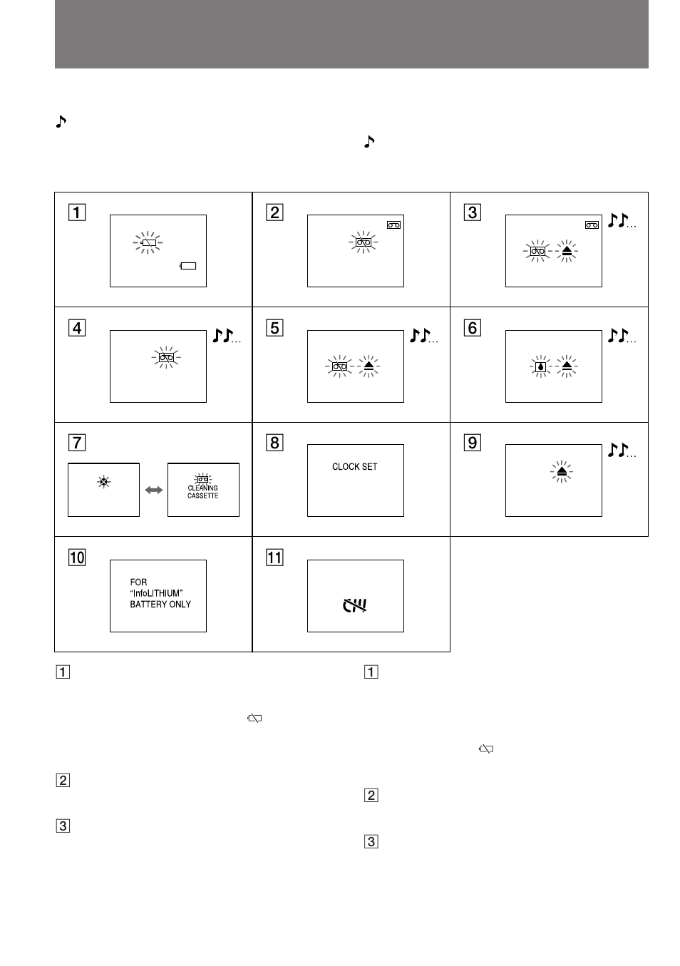 Indicadores de aviso, Warning indicators | Sony DCR-SC100 User Manual | Page 113 / 116