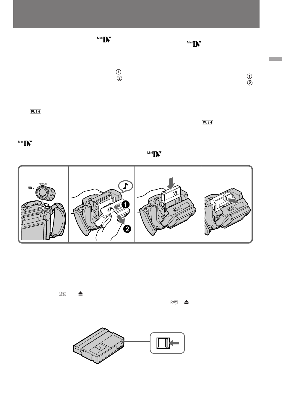 Inserción de videocassettes, Inserting a cassette | Sony DCR-SC100 User Manual | Page 12 / 116