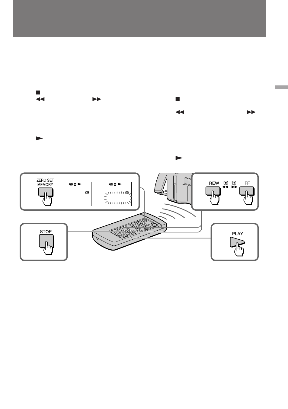 Localización de posiciones previamente registradas, Returning to a pre- registered position | Sony DCR-SC100 User Manual | Page 58 / 116