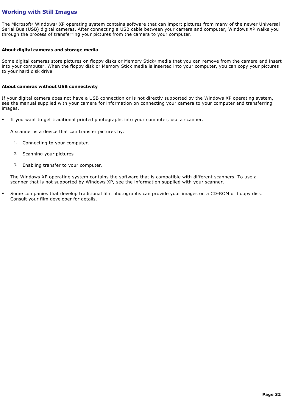 Working with still images | Sony PCV-RS100 User Manual | Page 32 / 114