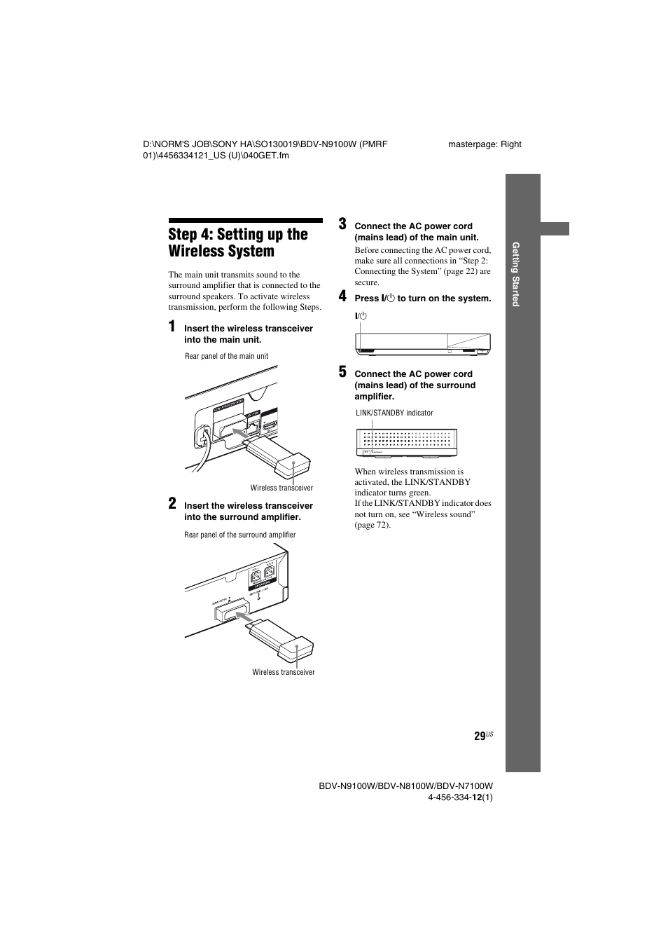Step 4: setting up the wireless system, Step 4: setting up the wireless, System | Sony BDV-N8100W User Manual | Page 29 / 88