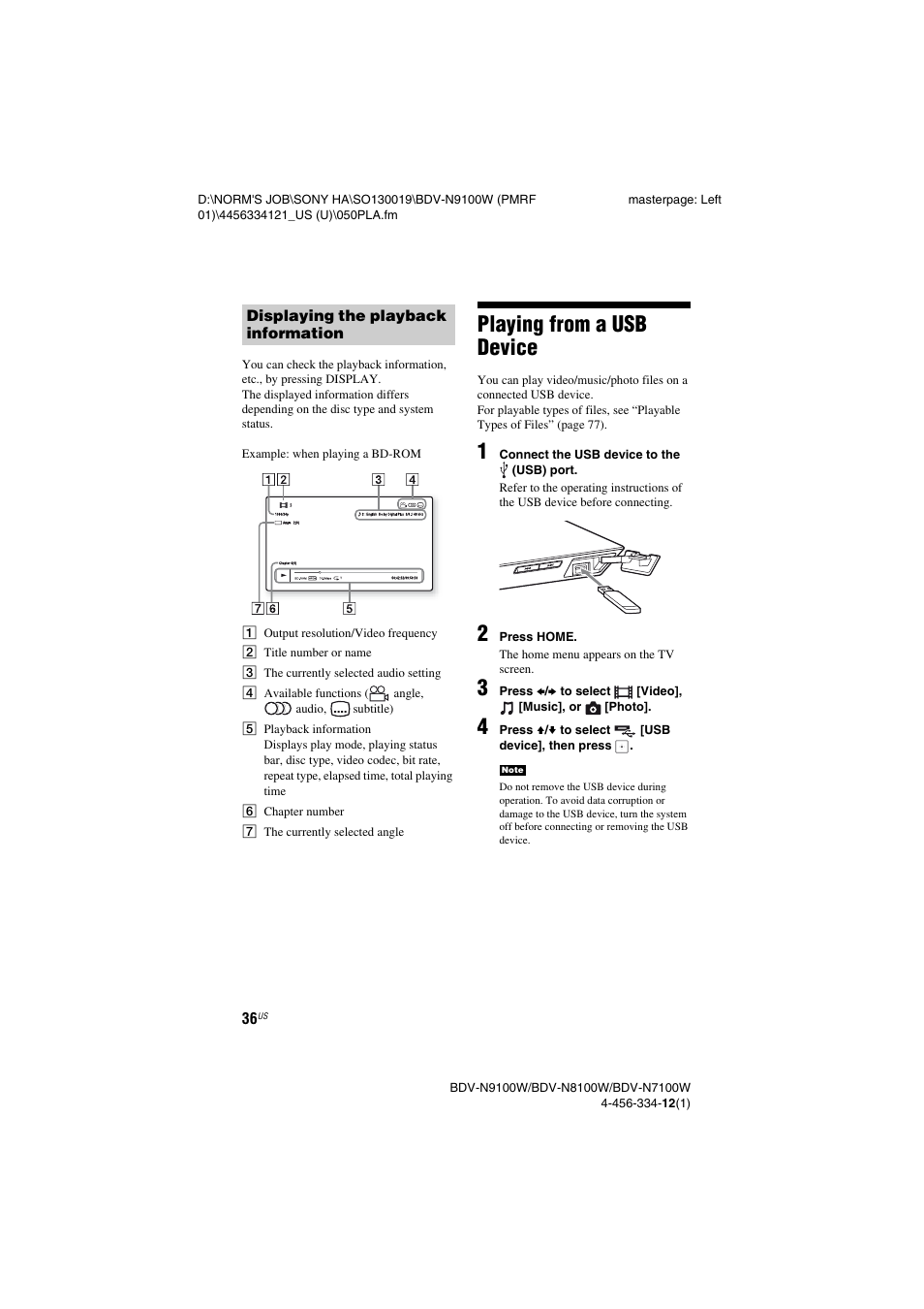 Playing from a usb device, Es 36, 41, 48 | Sony BDV-N8100W User Manual | Page 36 / 88