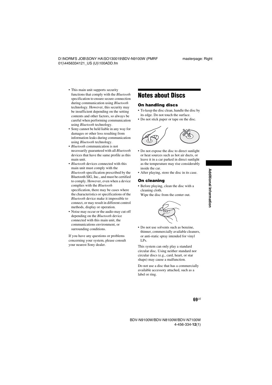 Notes about discs | Sony BDV-N8100W User Manual | Page 69 / 88