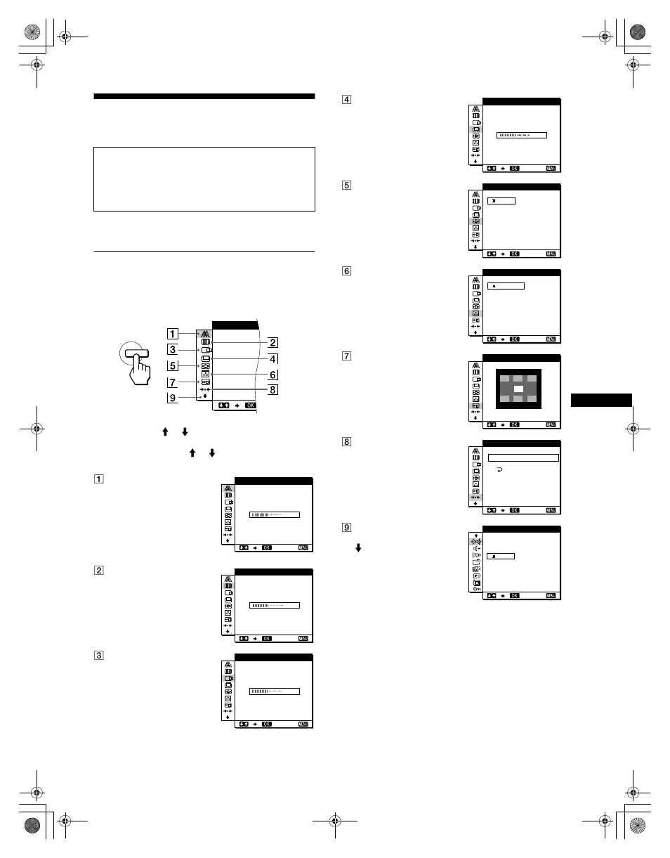 Personnalisation de votre moniteur, Pilotage par menu | Sony SDM-N50R User Manual | Page 31 / 104