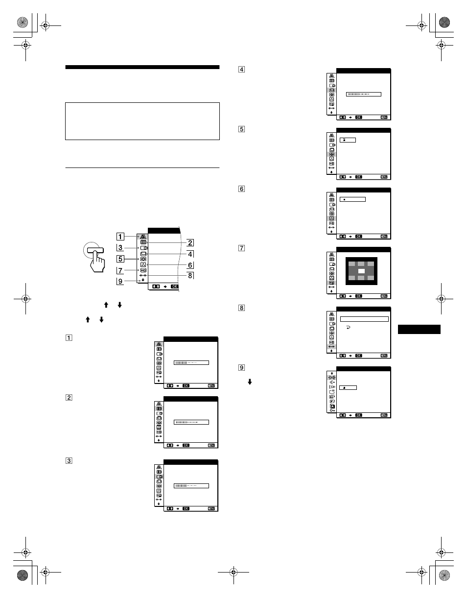 Personalizzazione del monitor, Come spostarsi all’interno del menu | Sony SDM-N50R User Manual | Page 91 / 104