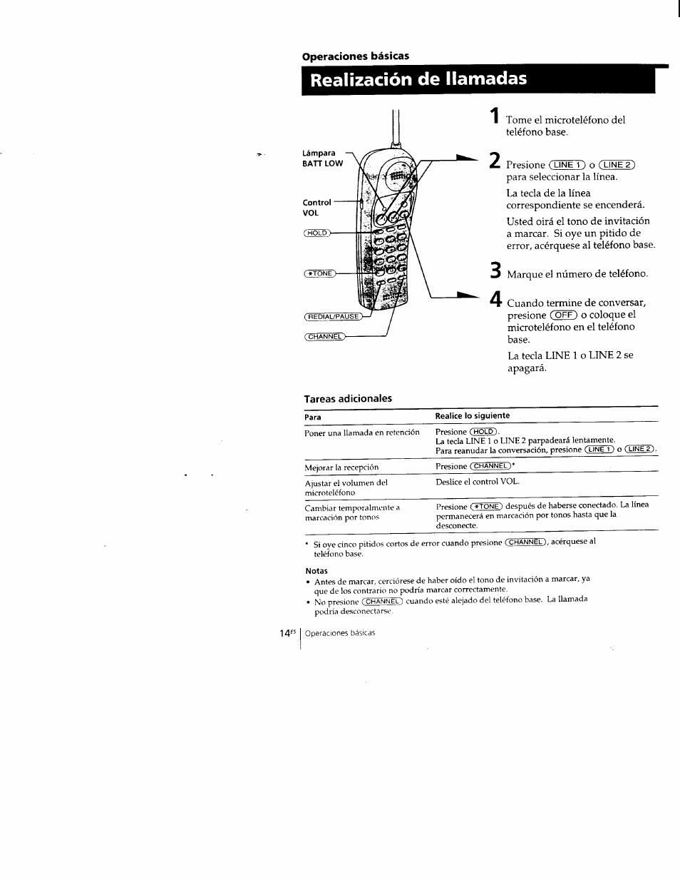 Realización de llamadas, Notas, Realización de llamadas 1 | Sony SPP-M502 User Manual | Page 44 / 78