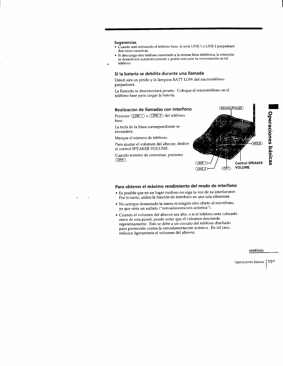 Si la batería se debilita durante una llamada, Realización de llamadas con interfono | Sony SPP-M502 User Manual | Page 53 / 78