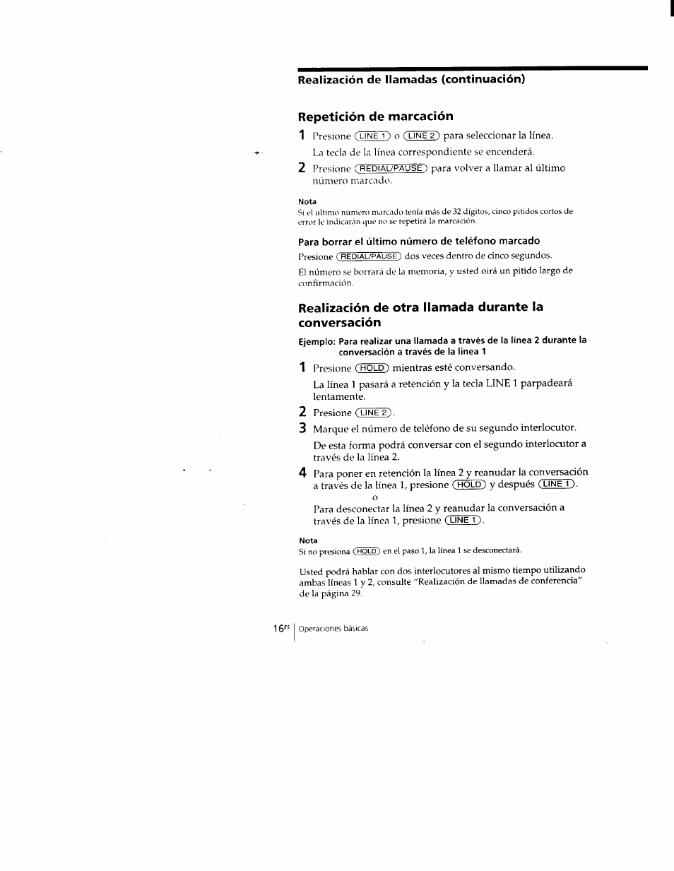 Repetición de marcación, Para borrar el último número de teléfono marcado | Sony SPP-M502 User Manual | Page 54 / 78