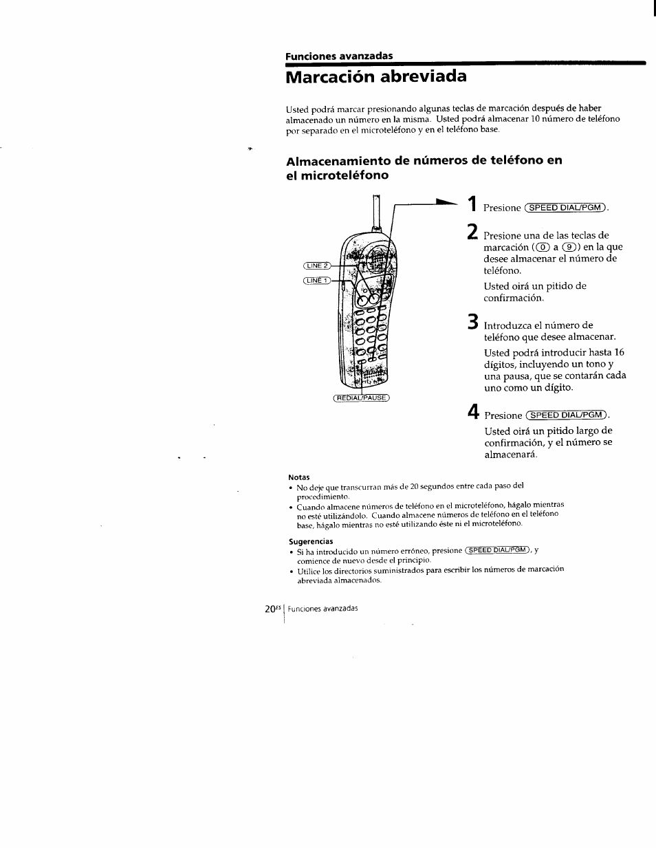 Marcación abreviada | Sony SPP-M502 User Manual | Page 58 / 78