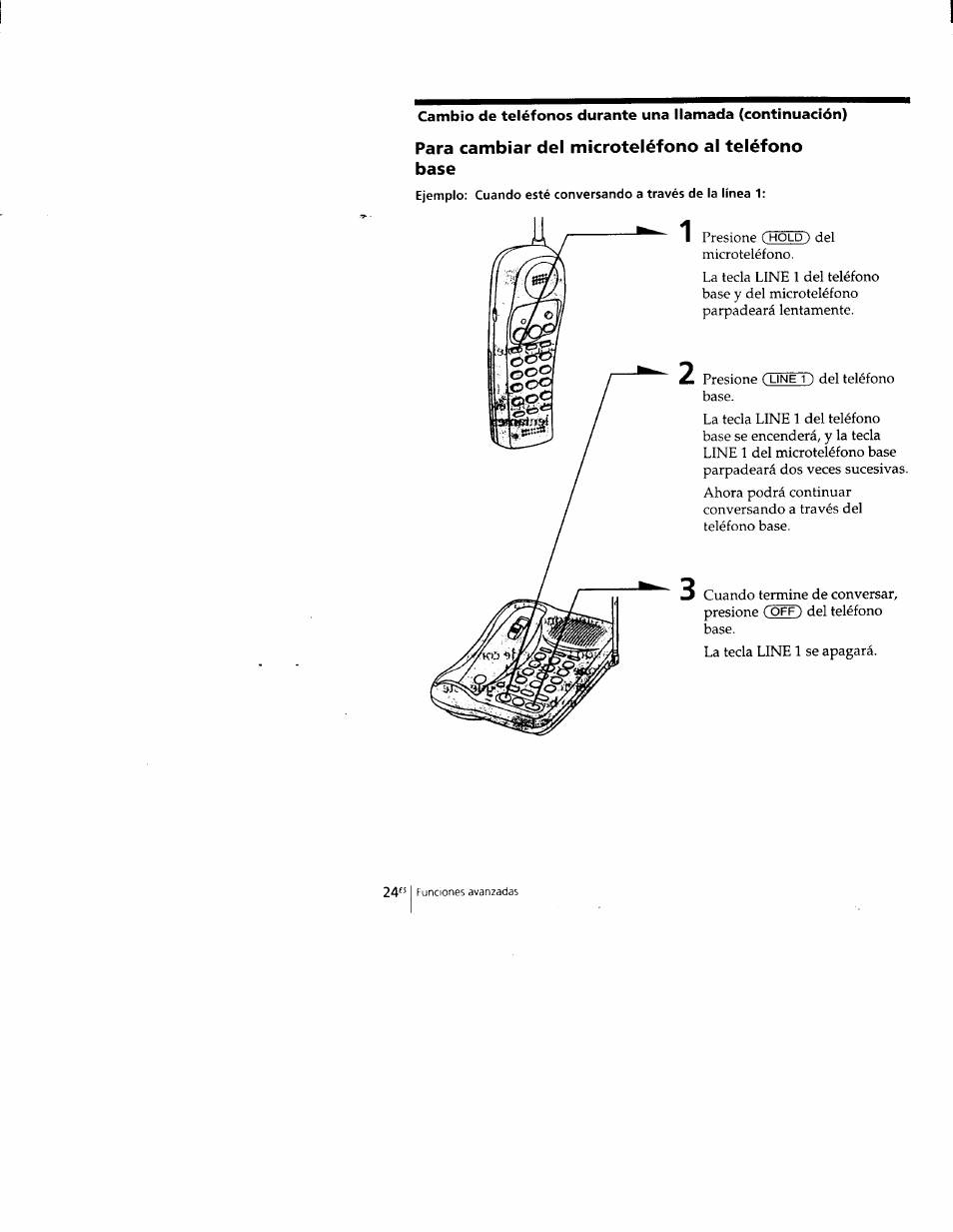 Para cambiar del microteléfono al teléfono base | Sony SPP-M502 User Manual | Page 62 / 78