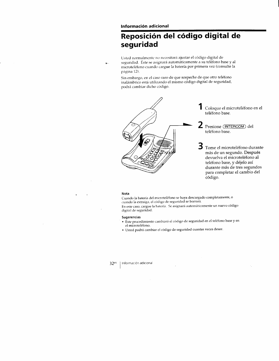 Reposición del código digital de seguridad, Nota, Sugerencias | Sony SPP-M502 User Manual | Page 70 / 78