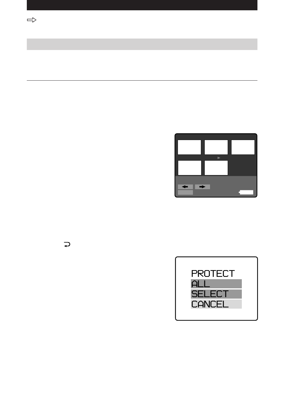 Protect all select cancel | Sony MVC-FD5 User Manual | Page 26 / 136