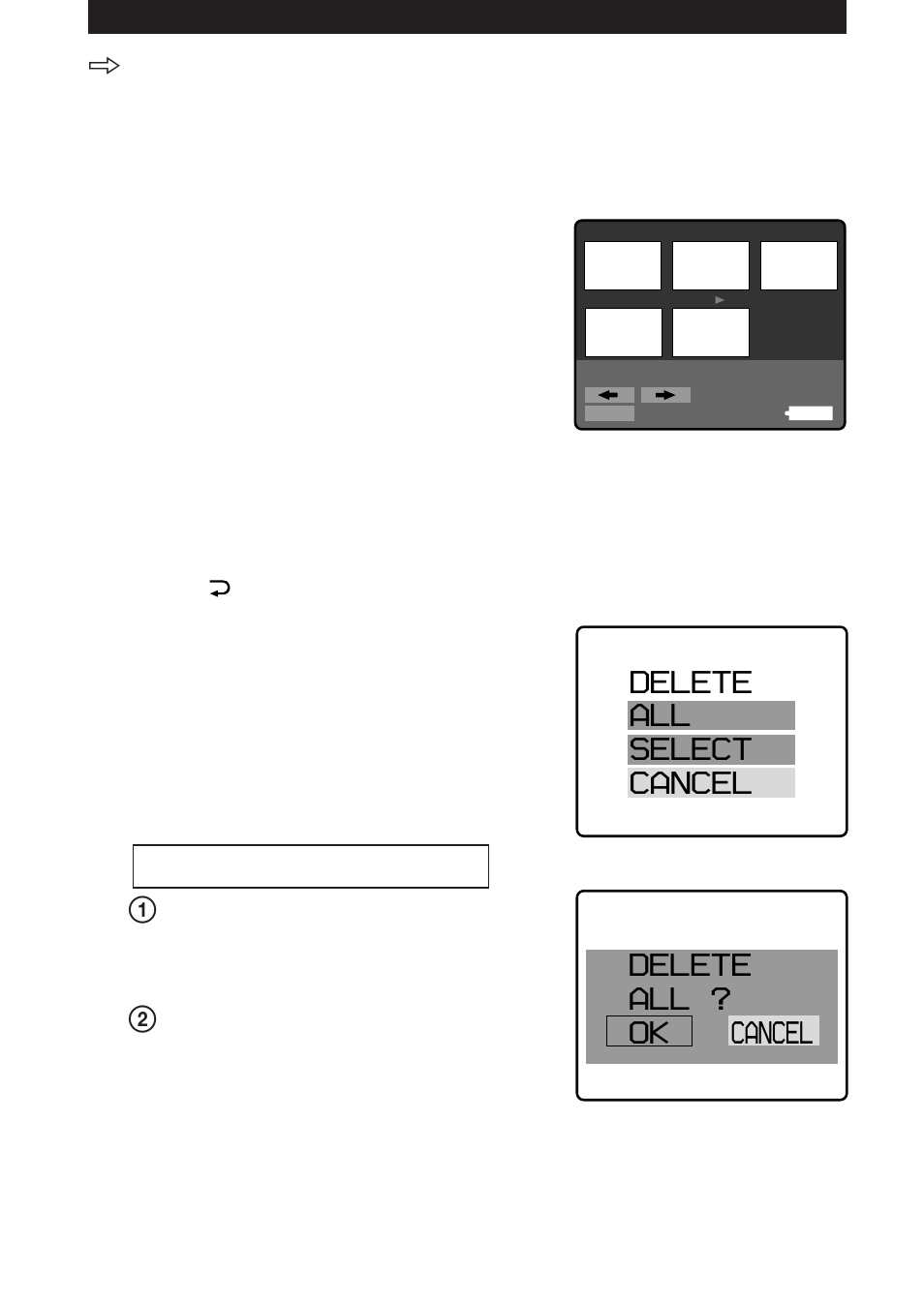 Delete all select cancel delete all ? ok cancel | Sony MVC-FD5 User Manual | Page 30 / 136
