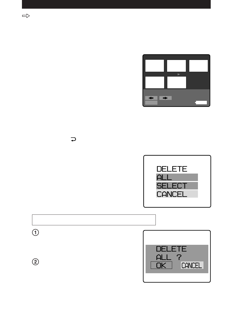 Delete all select cancel delete all ? ok cancel | Sony MVC-FD5 User Manual | Page 74 / 136