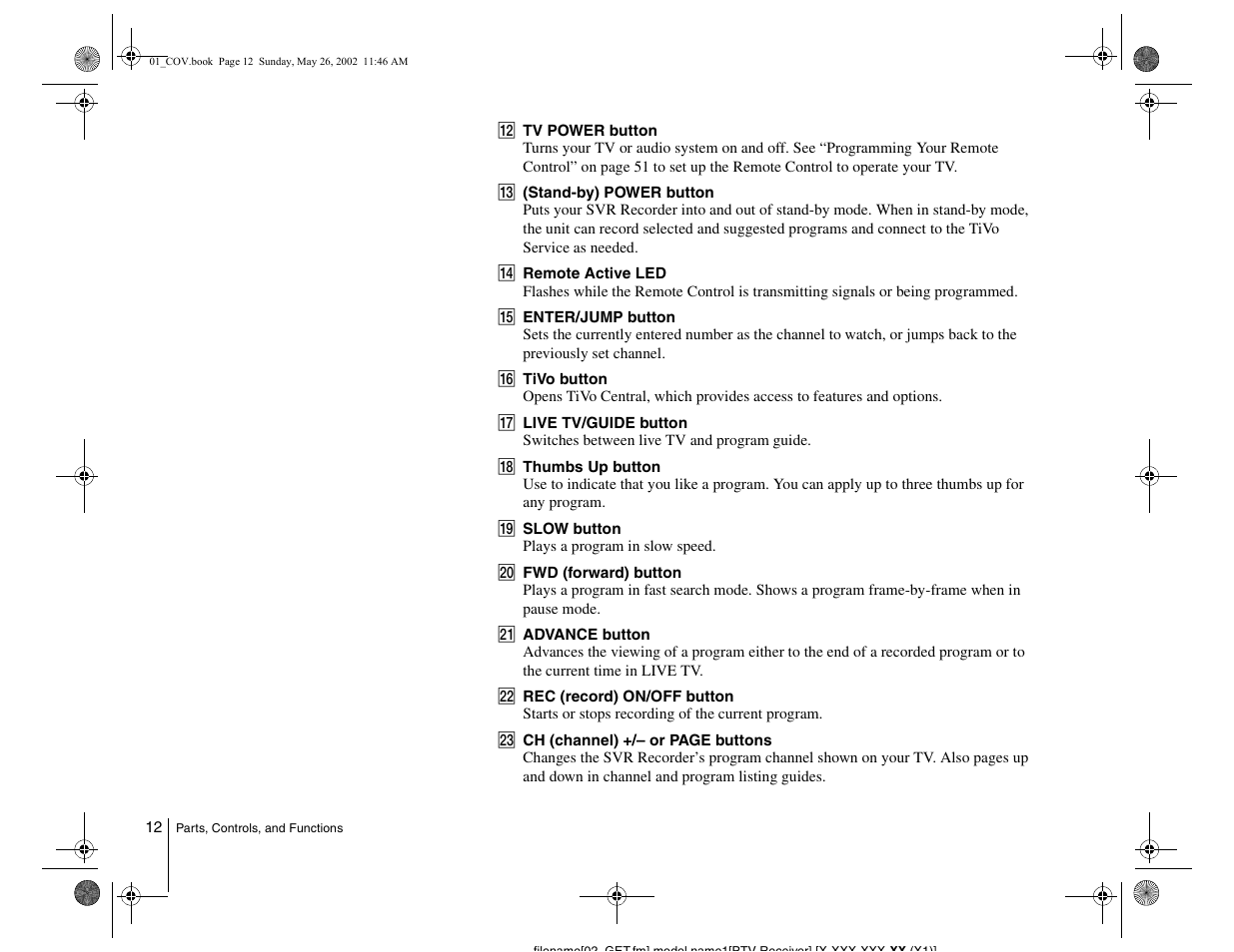 Sony SVR-2000 User Manual | Page 12 / 68