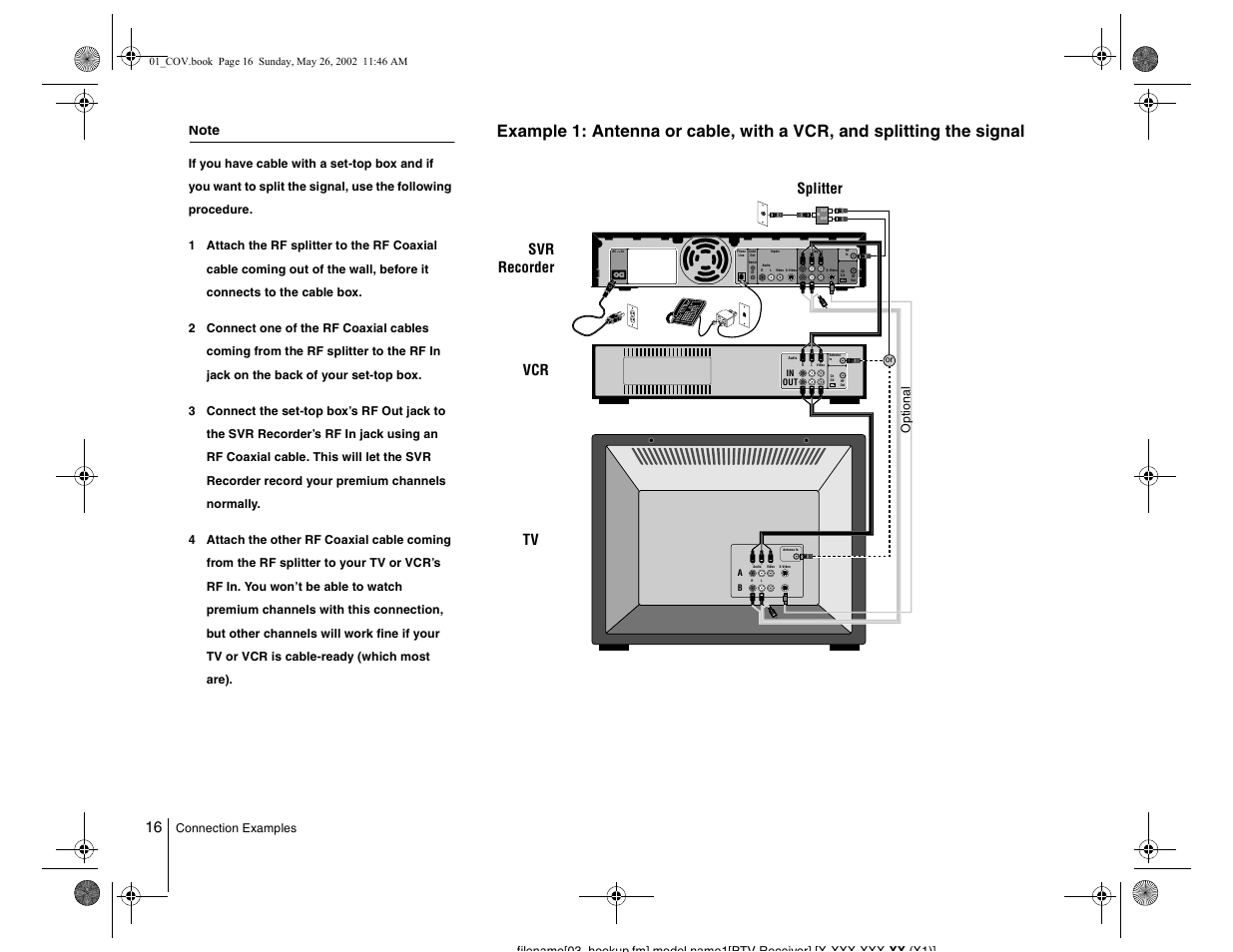 Vcr svr recorder splitter tv | Sony SVR-2000 User Manual | Page 16 / 68