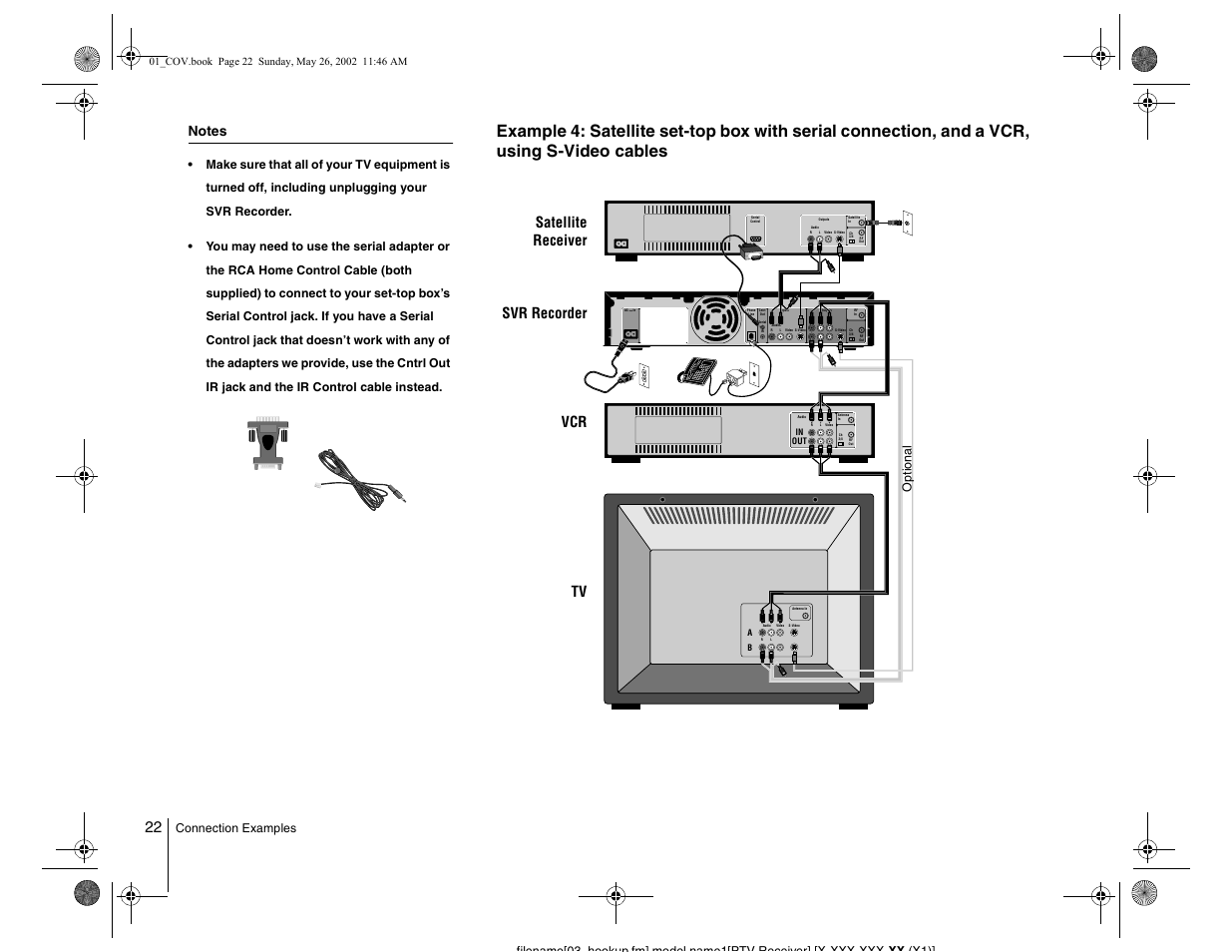 Vcr svr recorder satellite receiver tv, Optional | Sony SVR-2000 User Manual | Page 22 / 68