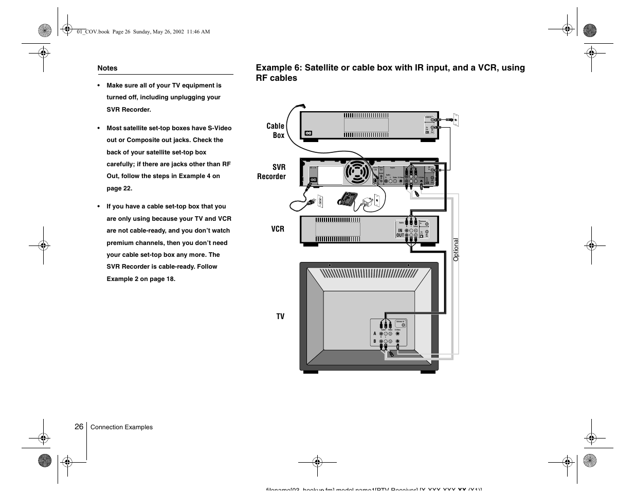 Vcr svr recorder cable box tv | Sony SVR-2000 User Manual | Page 26 / 68