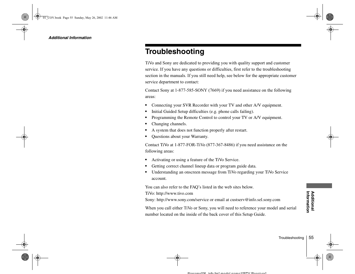 Troubleshooting | Sony SVR-2000 User Manual | Page 55 / 68