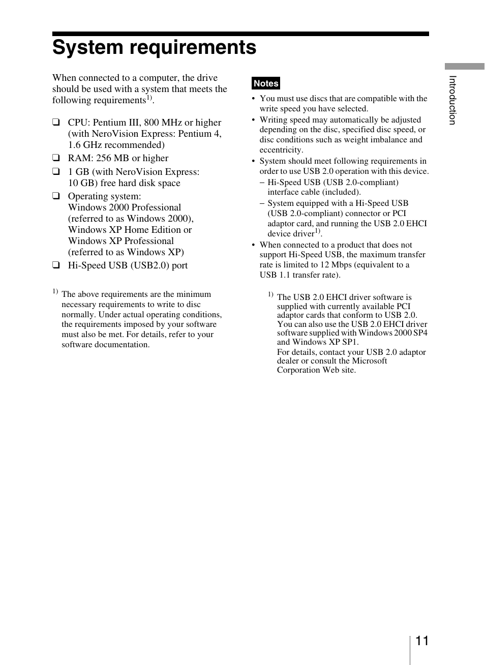System requirements | Sony VRD-VC20 User Manual | Page 11 / 56