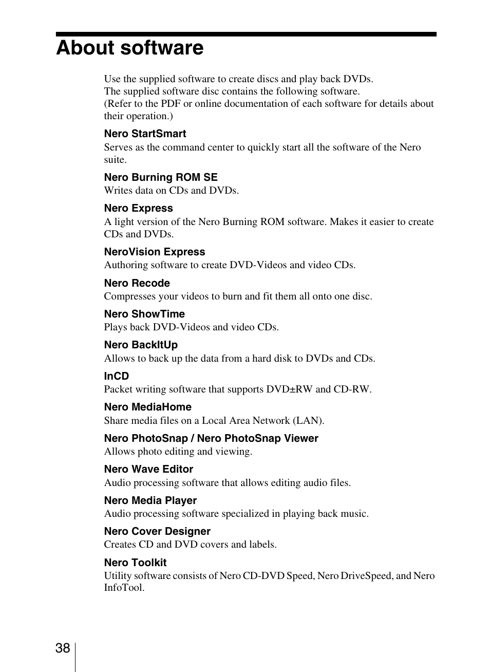 About software | Sony VRD-VC20 User Manual | Page 38 / 56