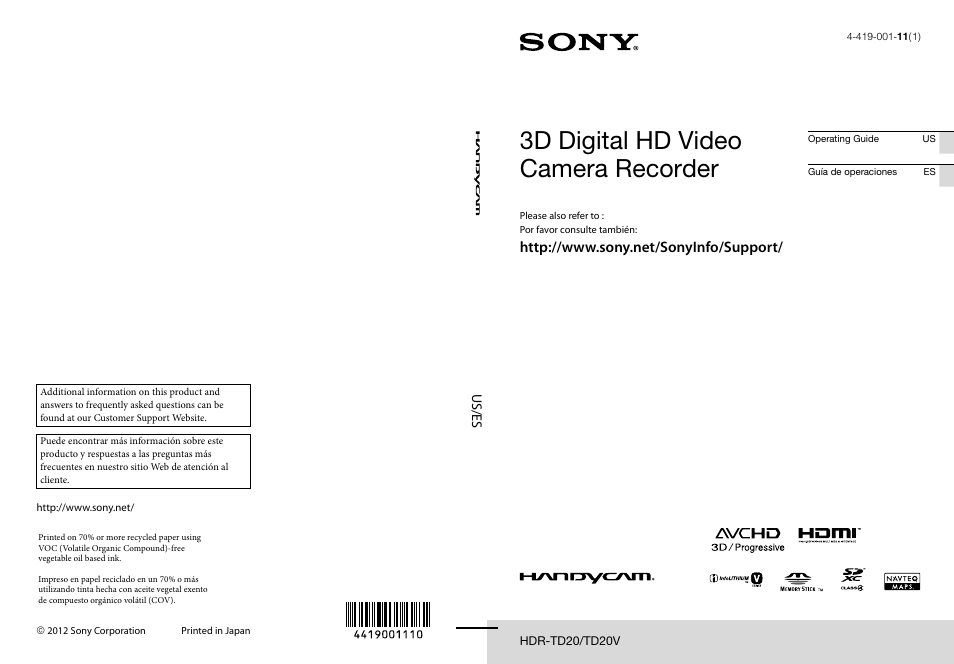 Sony HDR-TD20V User Manual | 191 pages