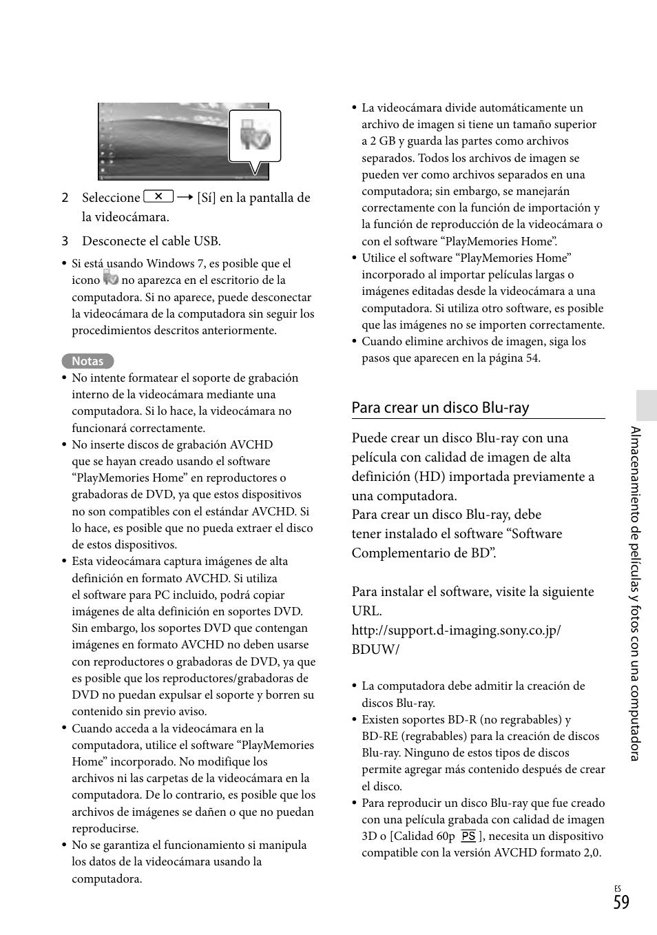 Para crear un disco blu-ray | Sony HDR-TD20V User Manual | Page 155 / 191