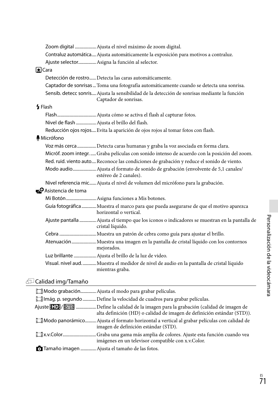 Udio (71), v, A) (71), 71) co | 71) a | Sony HDR-TD20V User Manual | Page 167 / 191