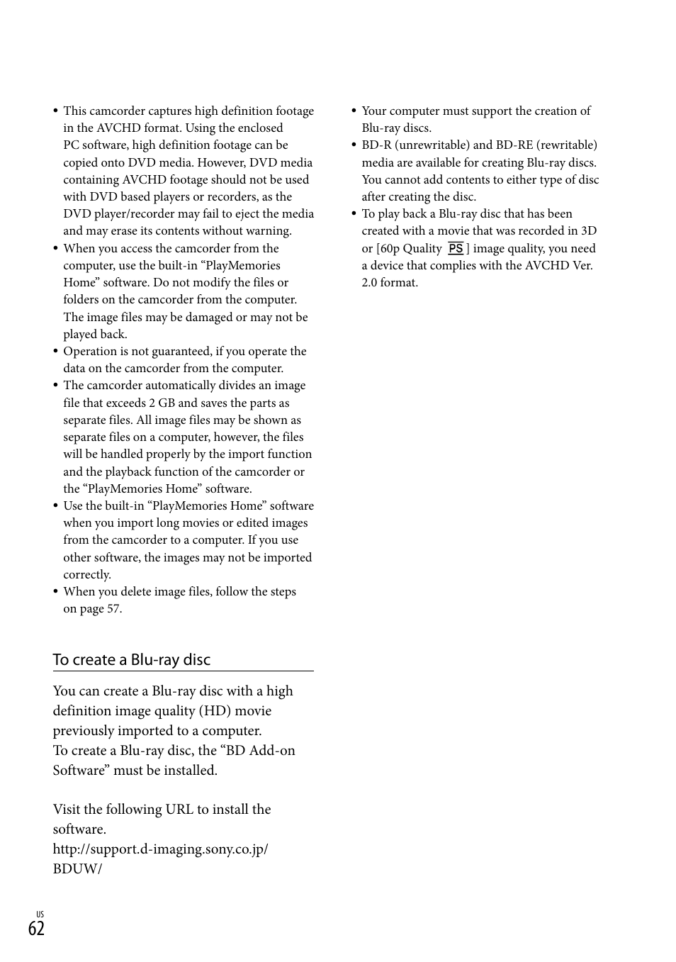 Sony HDR-TD20V User Manual | Page 62 / 191