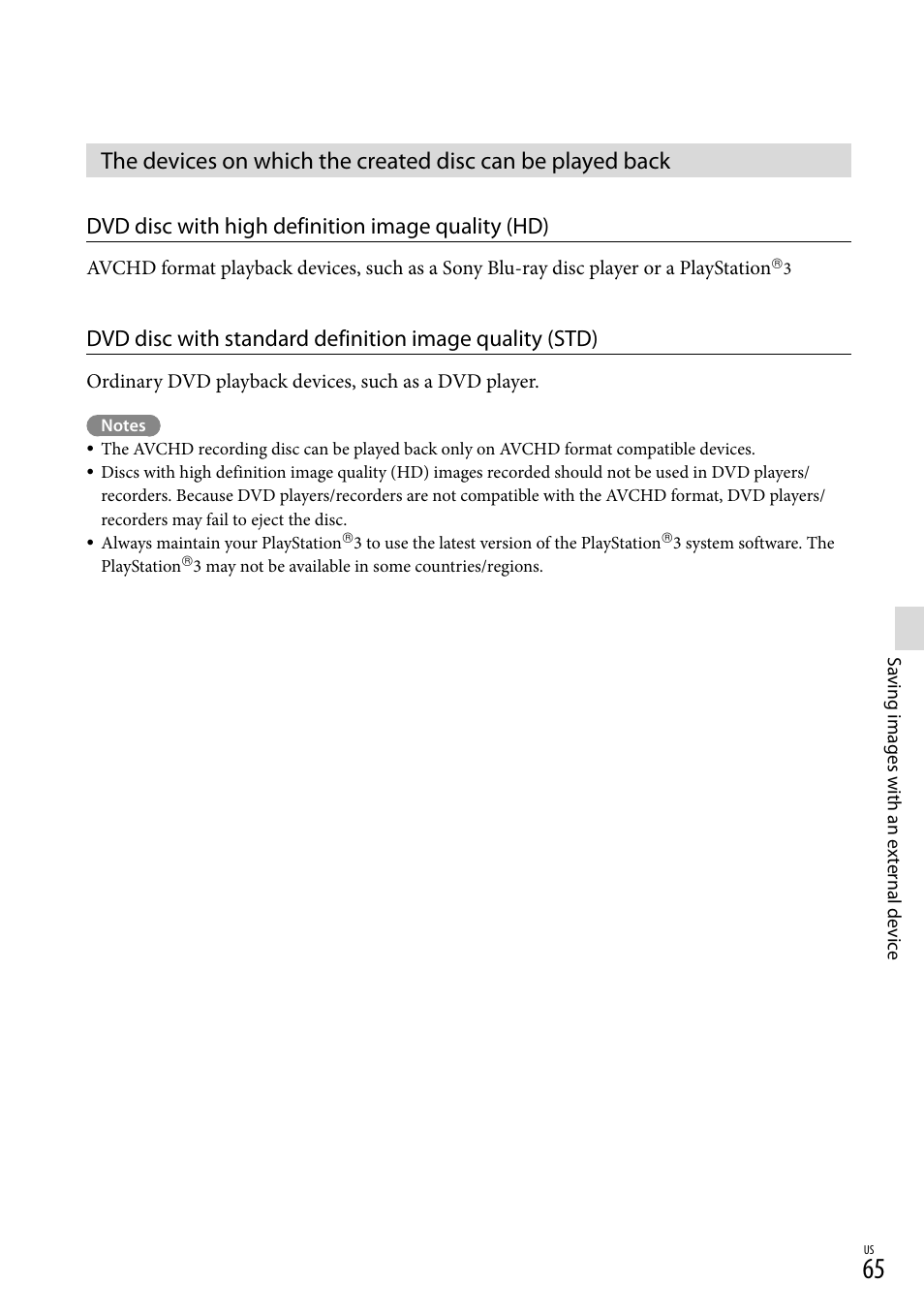 Dvd disc with high definition image quality (hd) | Sony HDR-TD20V User Manual | Page 65 / 191