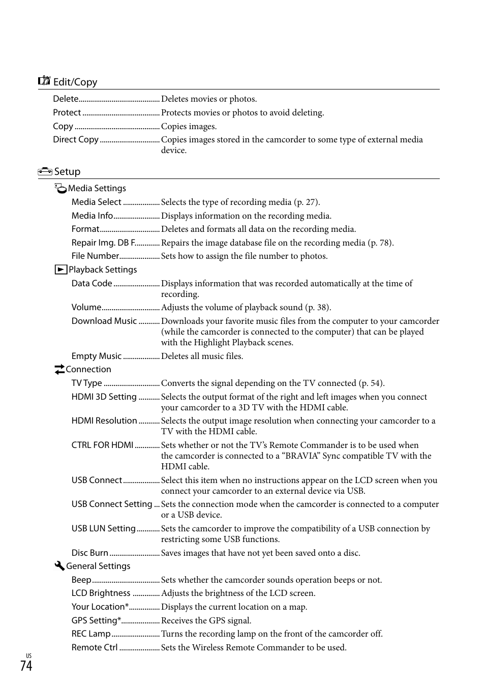 Ding lamp (74), On (74), 74). f | Sony HDR-TD20V User Manual | Page 74 / 191