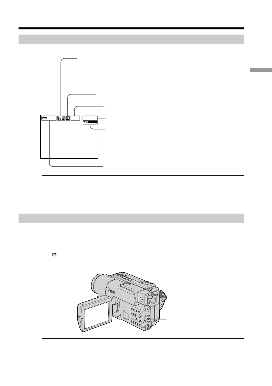 Shooting backlit subjects – back light, Shooting backlit subjects, Back light | Recording a picture, Indicators displayed in the recording mode | Sony CCD-TRV98 User Manual | Page 25 / 80