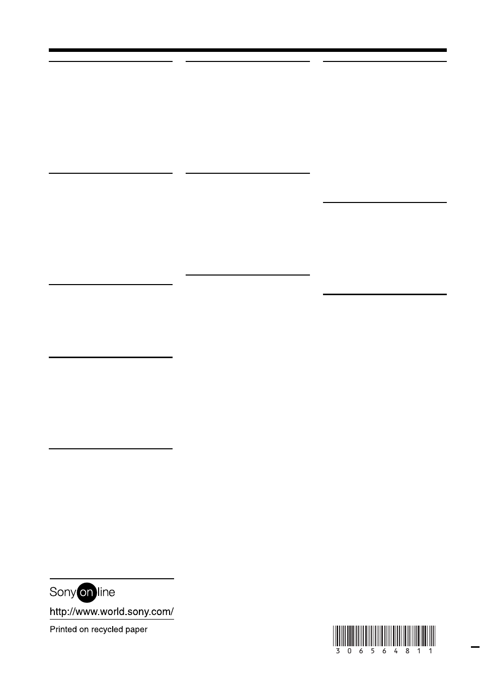 Index, A, b, C, d | F, g, h, I, j, k, l, M, n, O, p, q, T, u, v, W, x, y, z | Sony CCD-TRV98 User Manual | Page 80 / 80
