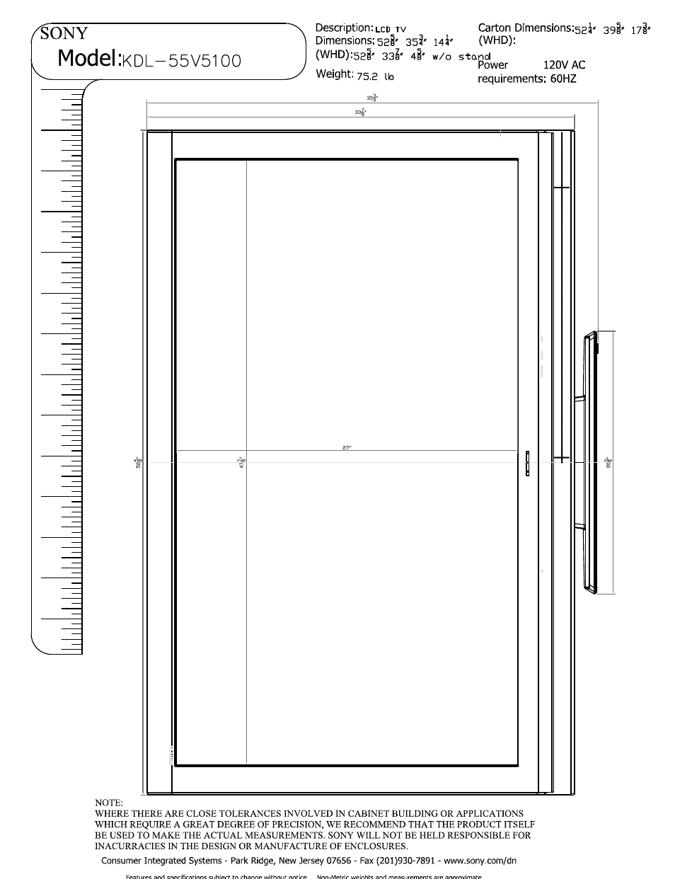 Sony KDL-55V5100 User Manual | 4 pages