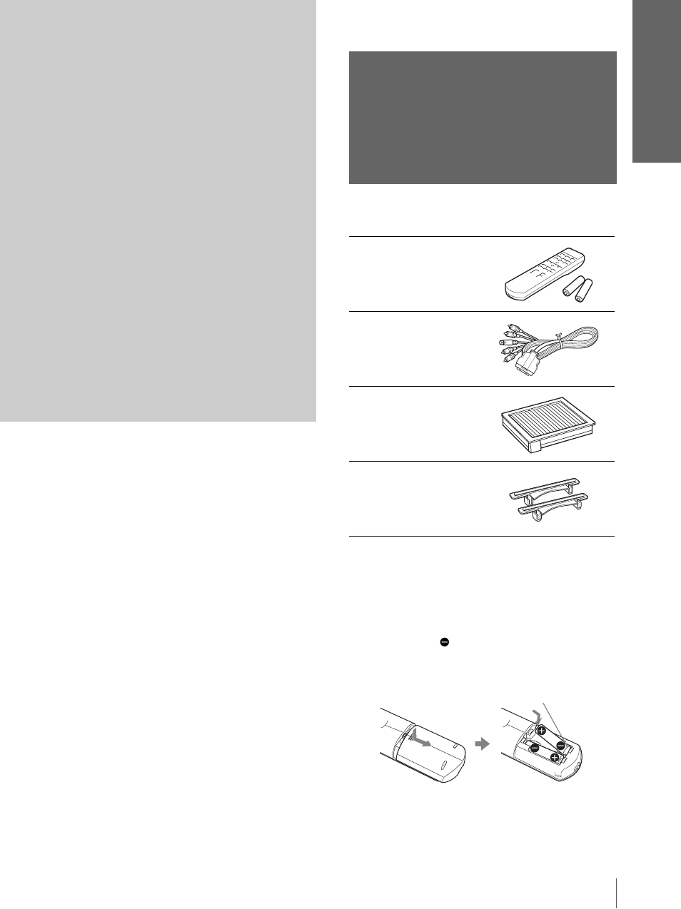 Conexión y preparación, Desembalaje | Sony VPL-HS3 User Manual | Page 101 / 148