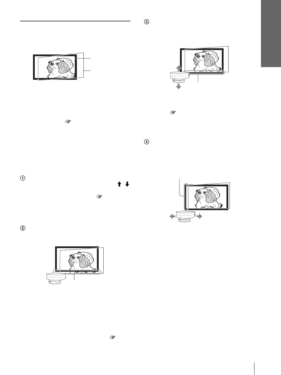 Adjust the picture size and position | Sony VPL-HS3 User Manual | Page 17 / 148