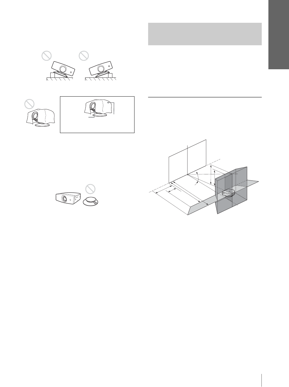 Installation du projecteur et d’un écran, Racc o rdem e n ts e t pr épara tif s | Sony VPL-HS3 User Manual | Page 55 / 148