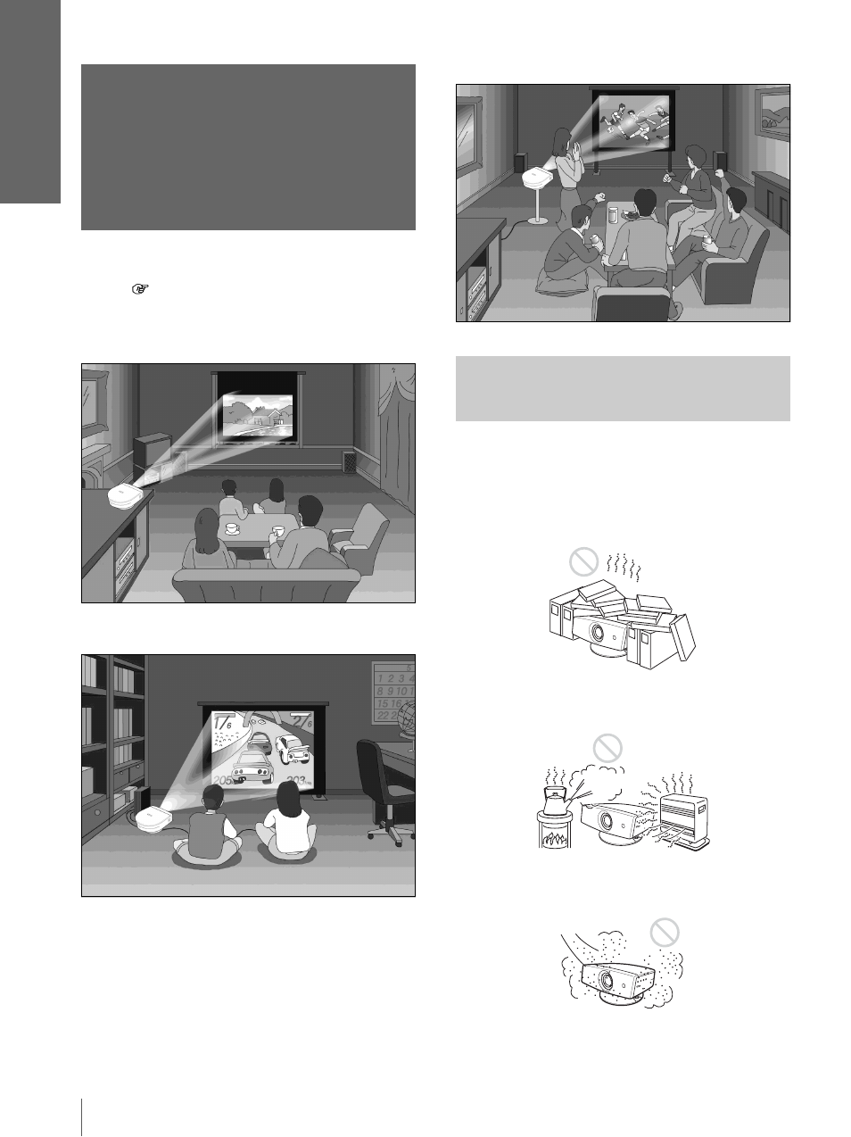 Step 1: installing the projector, Before setting up the projector | Sony VPL-HS3 User Manual | Page 6 / 148