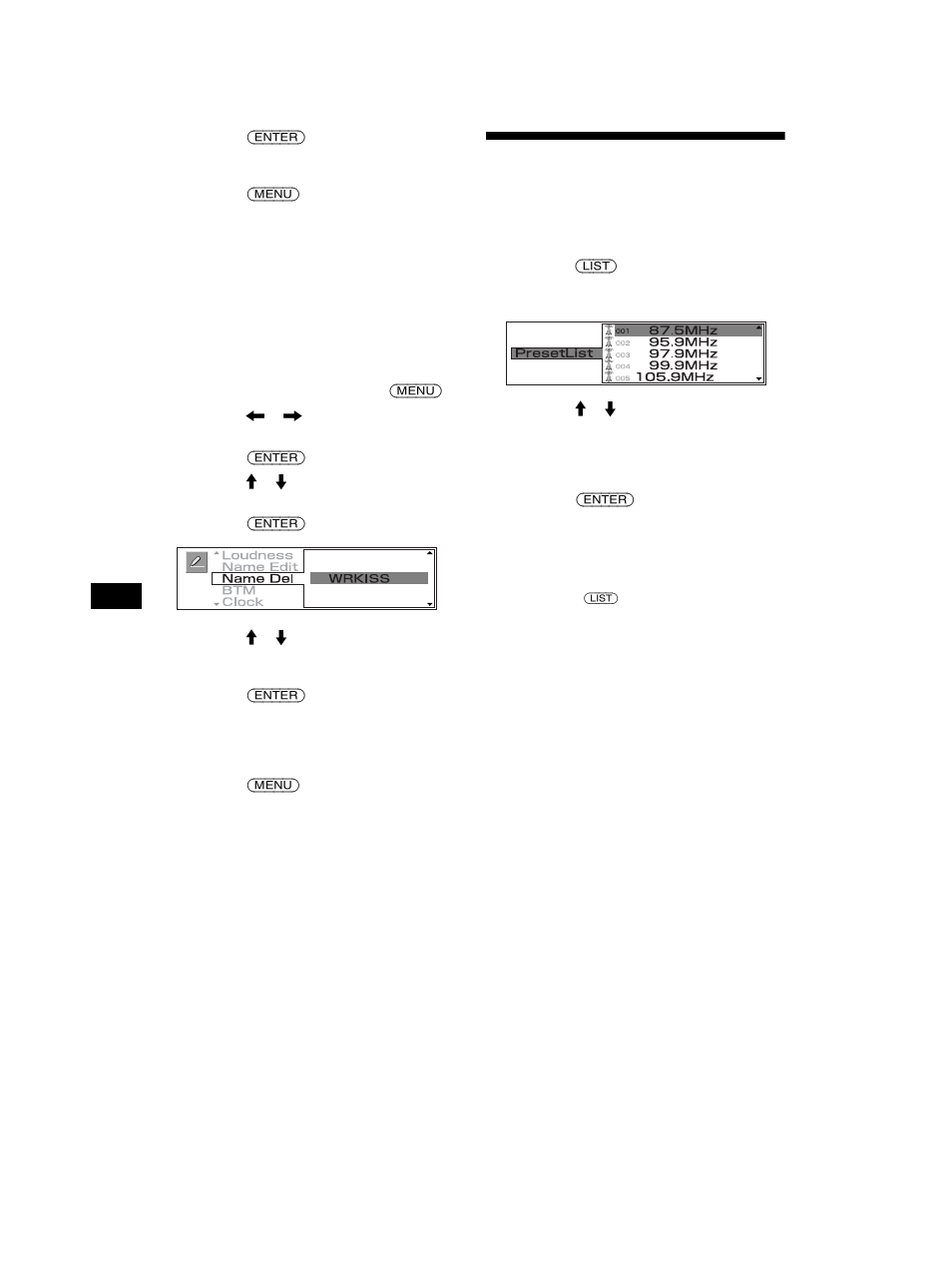 Sintonización de emisoras mediante una lista, Listado | Sony MEX-5DI User Manual | Page 142 / 170