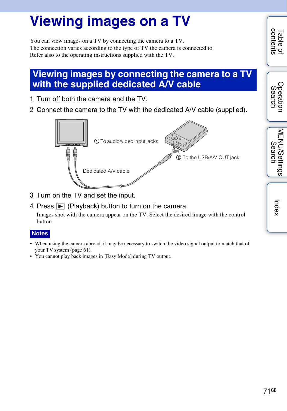 Viewing images on a tv | Sony DSC-W310 User Manual | Page 71 / 98