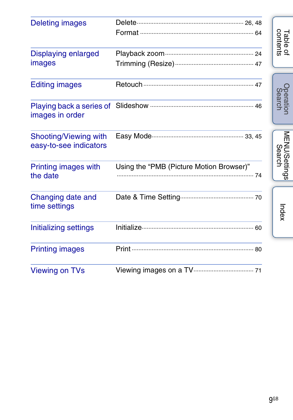 Sony DSC-W310 User Manual | Page 9 / 98